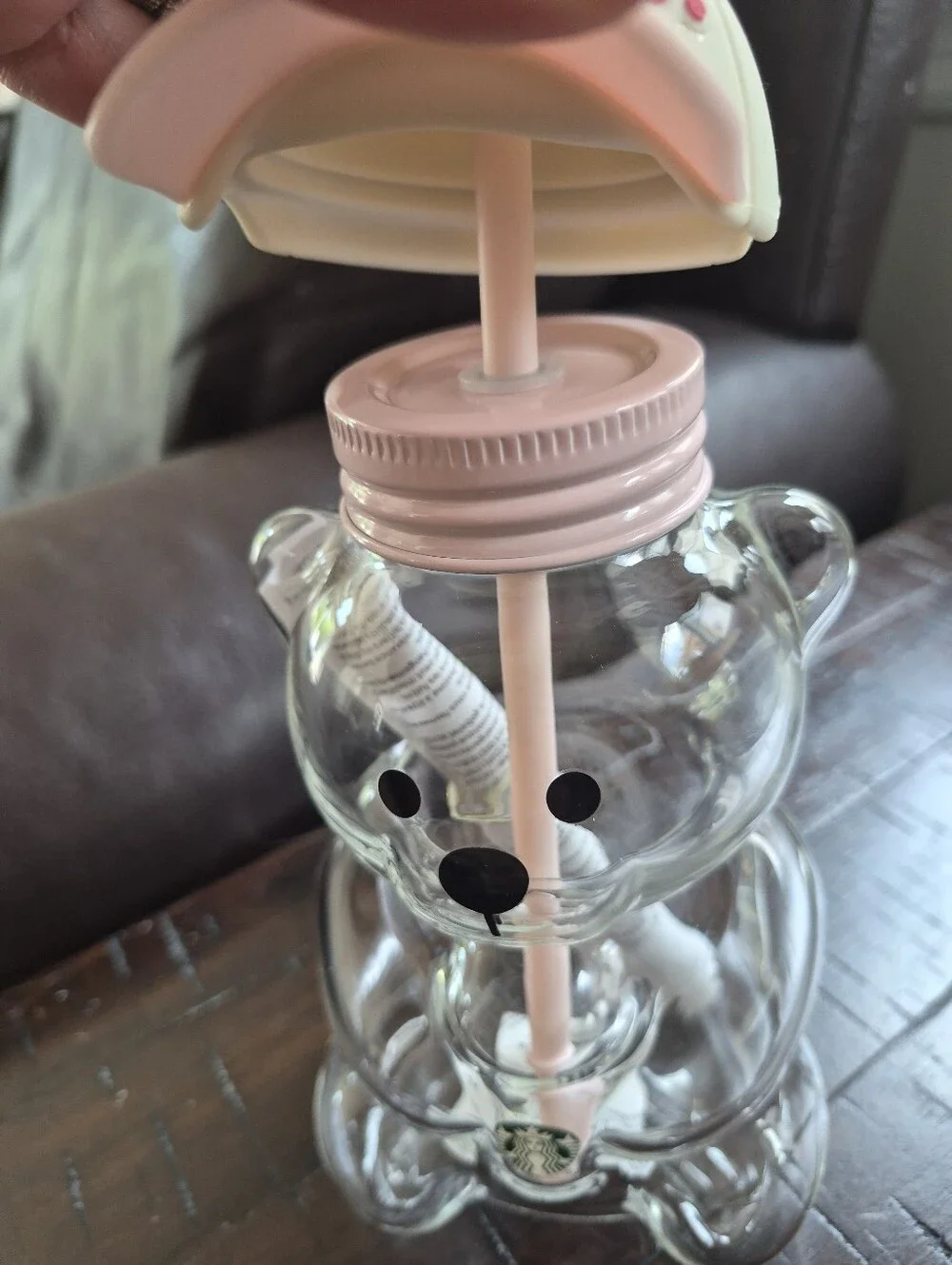 Starbucks Pink & White Bear-Shaped Authentic Clear Cup 2026 NWT